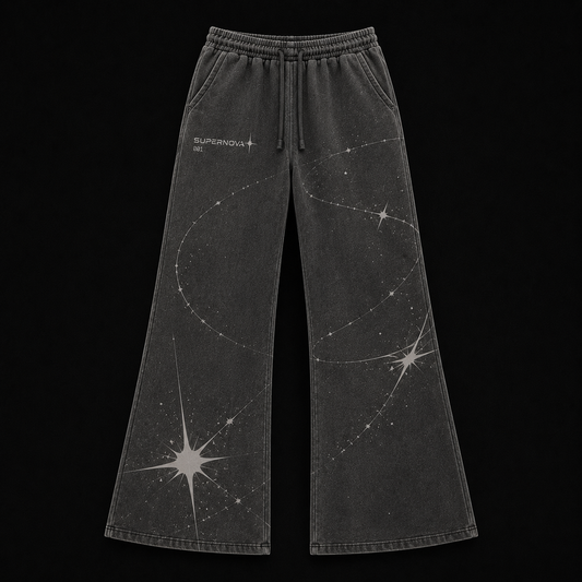 SUPERNOVA Orbit Flare Sweatpants - Washed Black