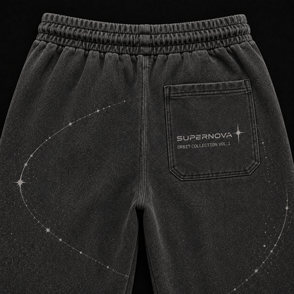 SUPERNOVA Orbit Flare Sweatpants - Washed Black