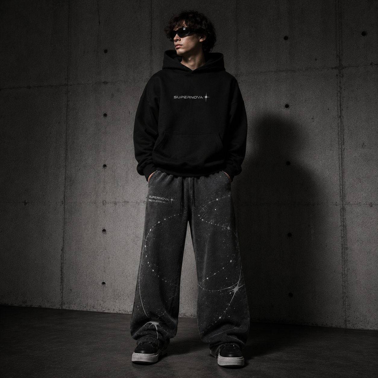 SUPERNOVA Orbit Flare Sweatpants - Washed Black