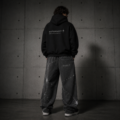 SUPERNOVA Orbit Flare Sweatpants - Washed Black