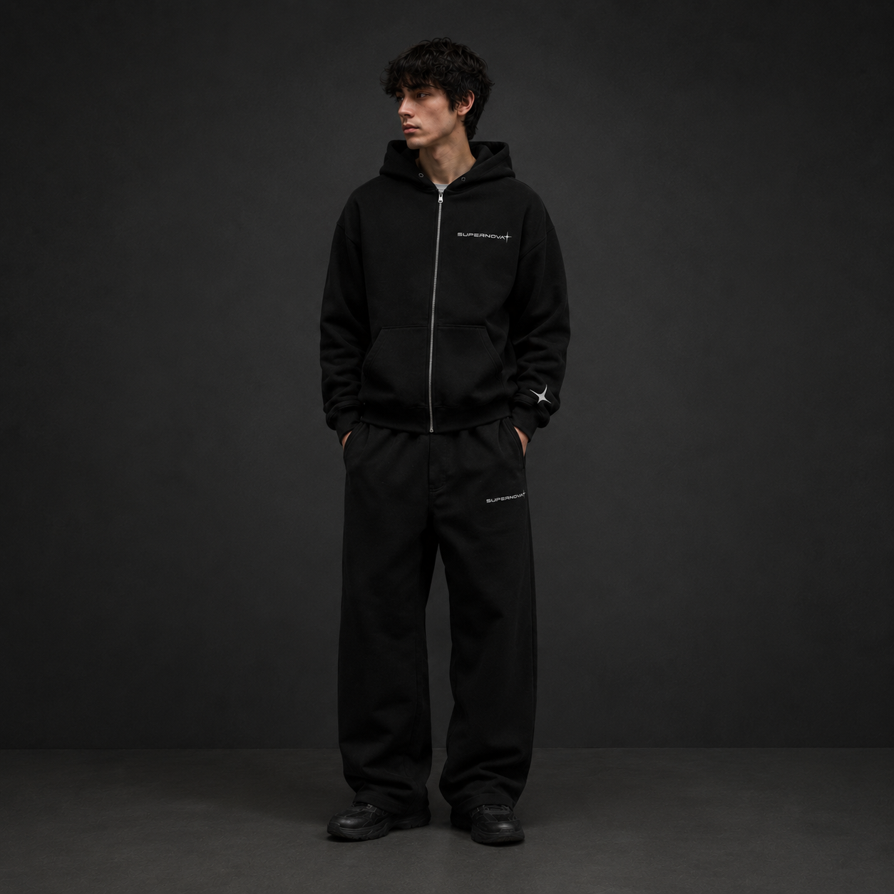 SUPERNOVA ORBIT ZIP HOODIE - BLACK