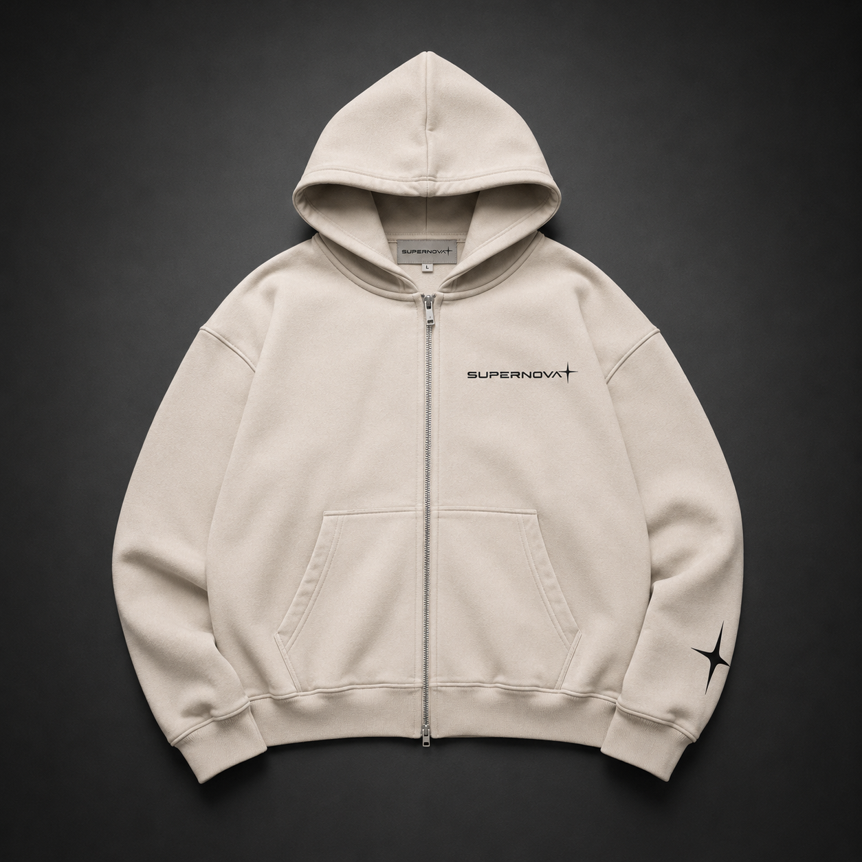 SUPERNOVA ORBIT ZIP HOODIE - STONE