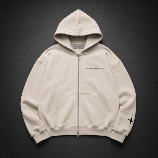 SUPERNOVA ORBIT ZIP HOODIE - STONE